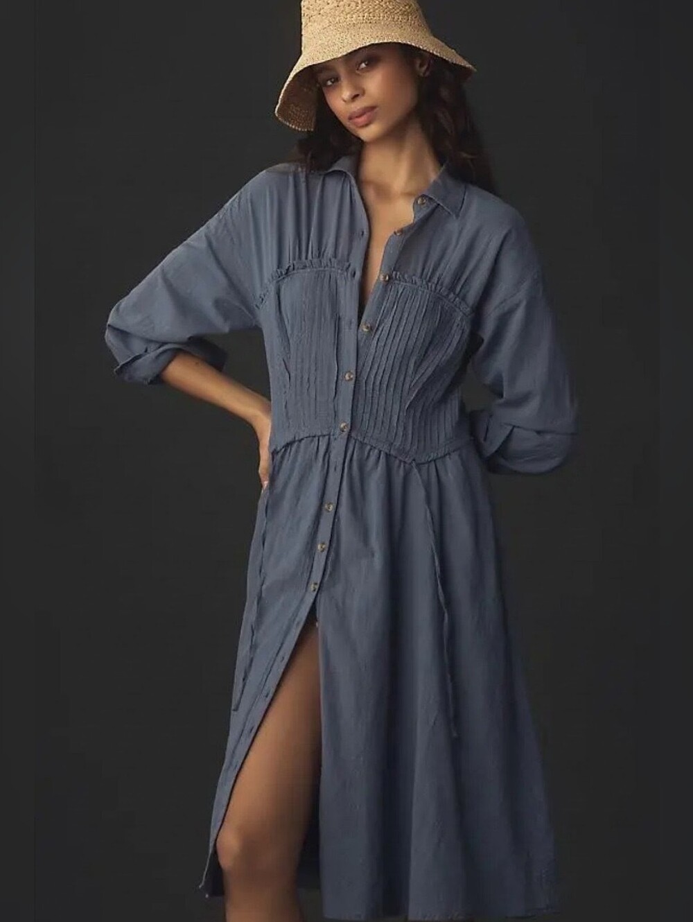 Anthropologie - Pilcro Corset Midi Shirt Dress, SP